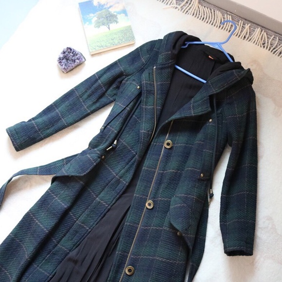 Free People Jackets & Blazers - Free People | Green Black Plaid Trench